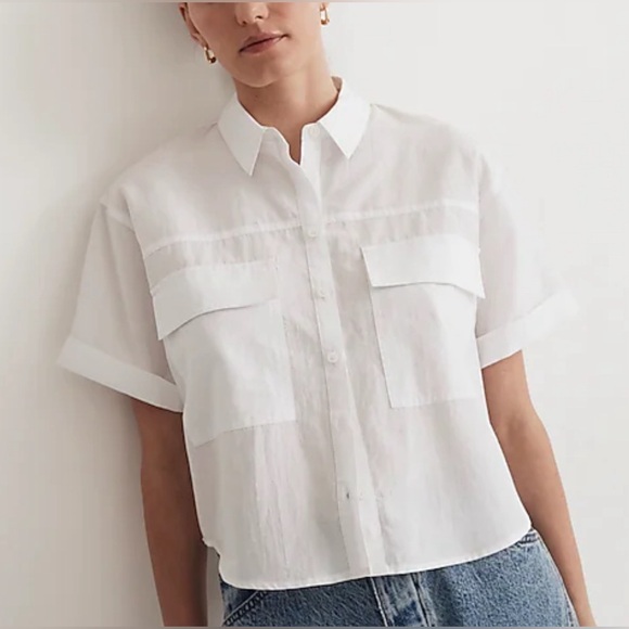 MADEWELL cuffed short sleeve button down - Picture 1 of 7